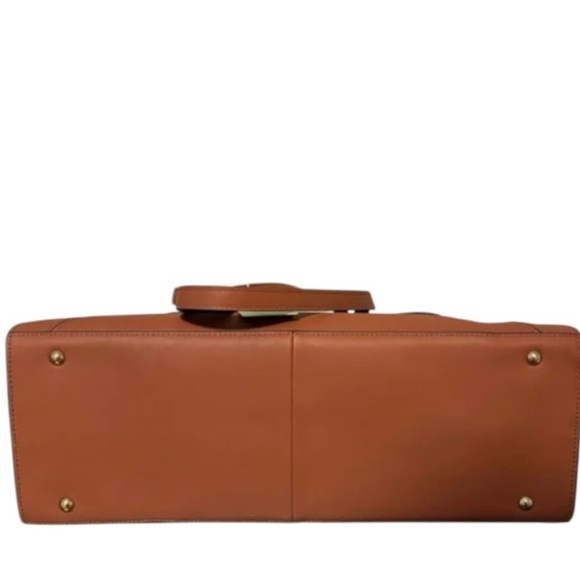 NEW SAM EDLEMAN LORAINE COGNAC LEATHER BOX SHOULDER BAG TOTE NWT!! - Picture 6 of 9